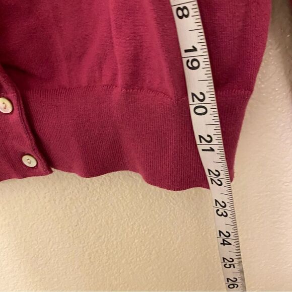 Lands End cotton nylon button up cardigan sweater School uniform pink womans M - Picture 4 of 7